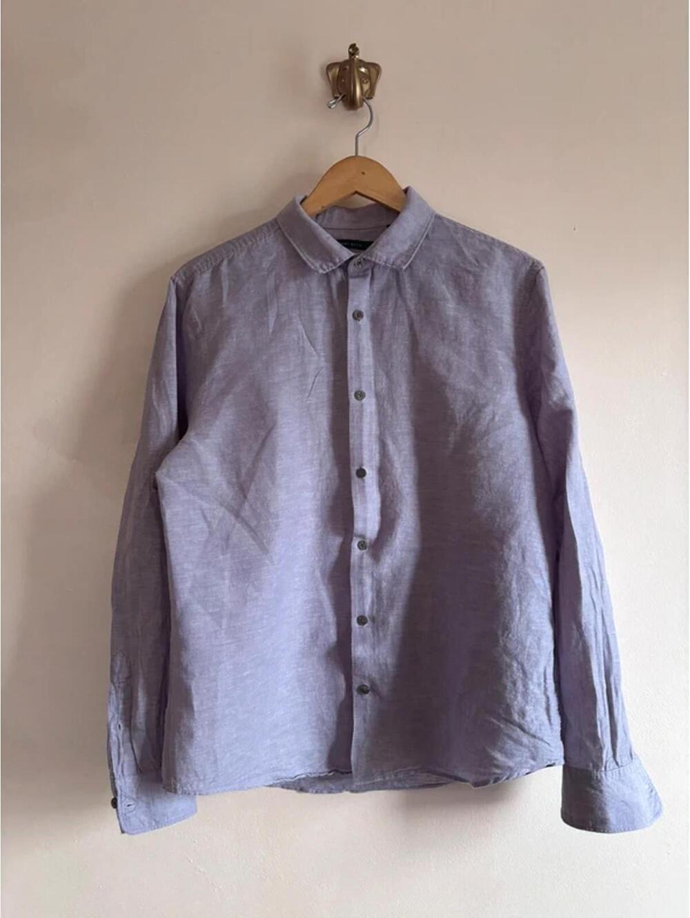 Perry Ellis Lavender Linen/Cotton Button-down Shirt size L